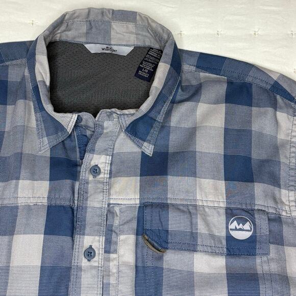 Wrangler All Terrain Gear Long Sleeve Utility Shirt Men's L | Blue Grey Check - Picture 1 of 10